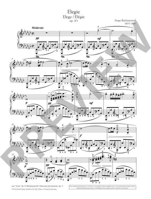 Sergei Rachmaninov - Elegie Opus 3/1