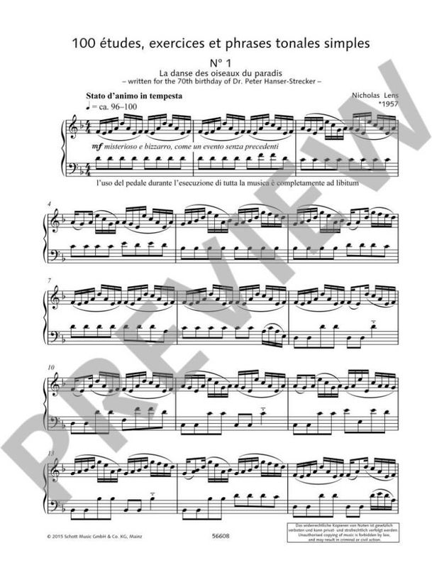 Nicholas Lens - 100 études, exercises et phrases tonales Vol. 1