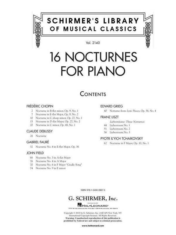 16 Nocturnes for Piano