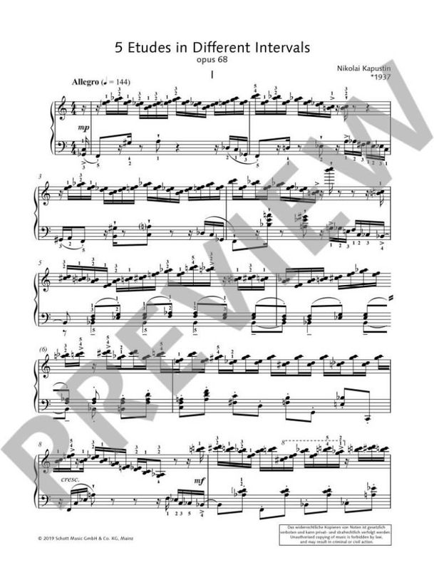 Nikolai Kapustin - 5 Etudes in Different Intervals op. 68