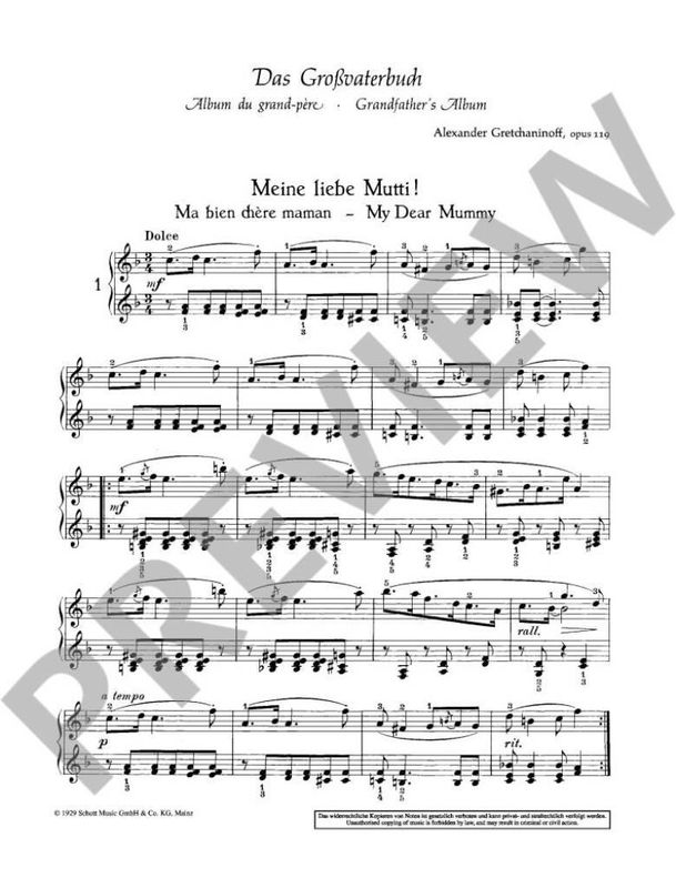 Alexander T. Gretchaninov - Grossvaterbuch Opus 119