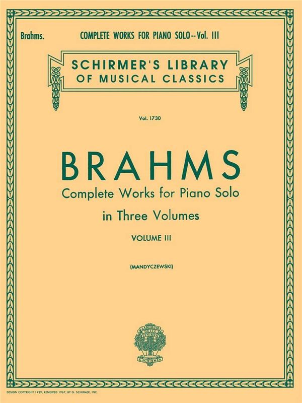 Johannes Brahms - Complete Works For Piano Solo Volume 3