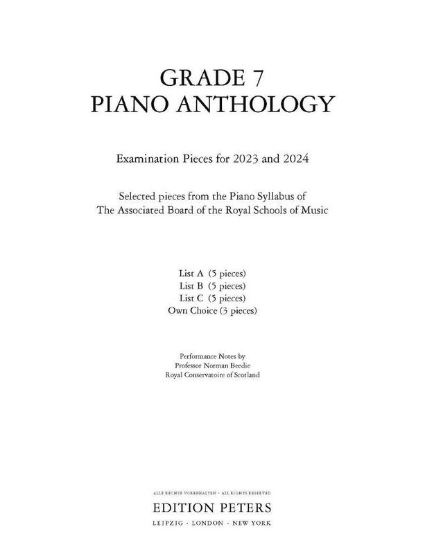 Grade 7 Piano Anthology 2023-2024