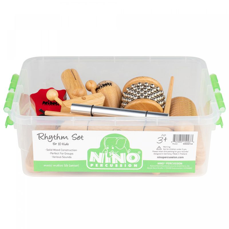 Nino NINOSET14 Wooden Rhythm Set, 10 pcs w/Storage box