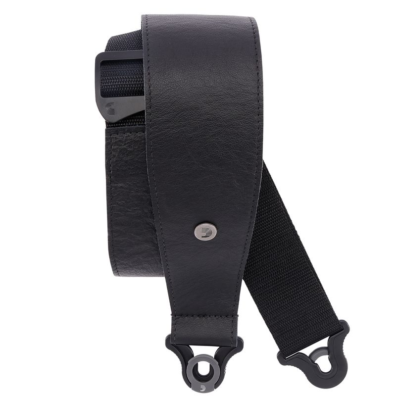 D'Addario 30BAL00 PW Comfort Leather strap 3''/76mm Auto Lock - Black