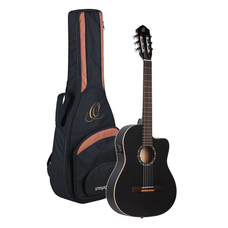 Ortega RCE125SN-SBK Klassisk gitar 4/4 Size, med mik, Thin, Slim Neck