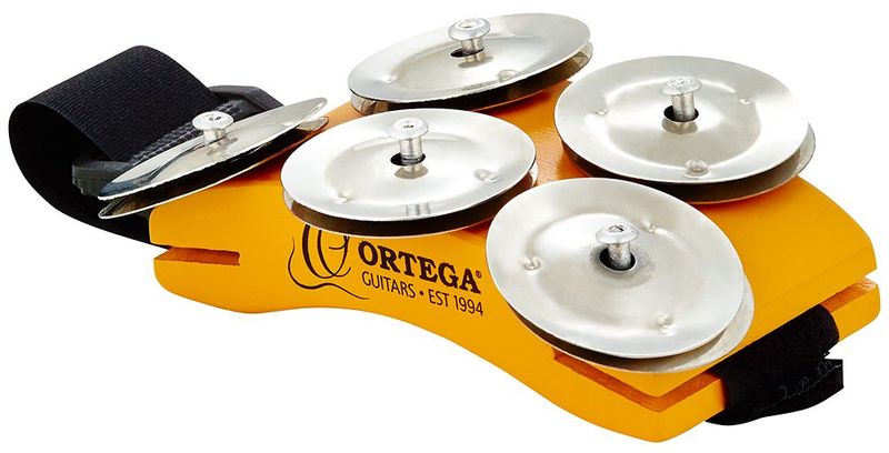 Ortega OSSFT Singer/Songwriter Foot Tambourine, Orange