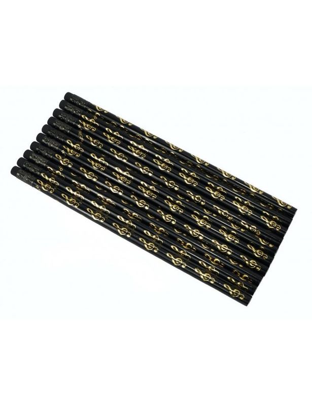 Pencil g-clef black/golden 10 pcs / set
