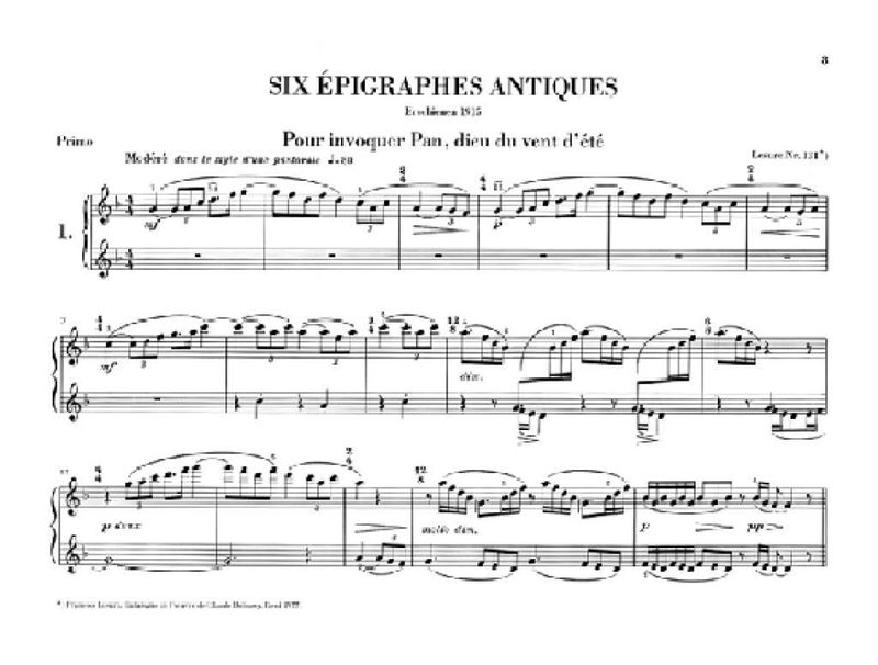 Claude Debussy - Six Epigraphes Antiques - Piano Duet