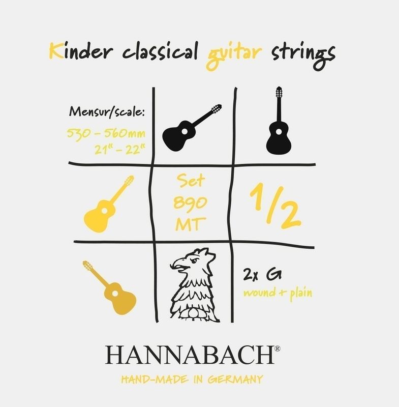 Hannabach Strings for classic guitar Serie 890 1/2 classic guitar for children Duel: 53-56 cm Set of 2 G-Strings