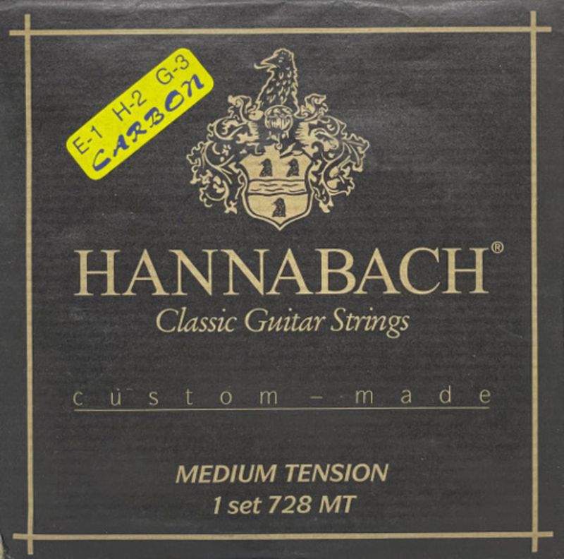 Hannabach Strings for classic guitar Series 728 Custom Made Carbon Set with carbon treble