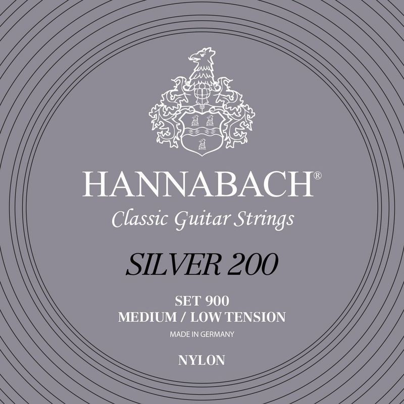 Hannabach Strings for classic guitar Series 900 Medium/Low Tension Silver 200 Set medium low