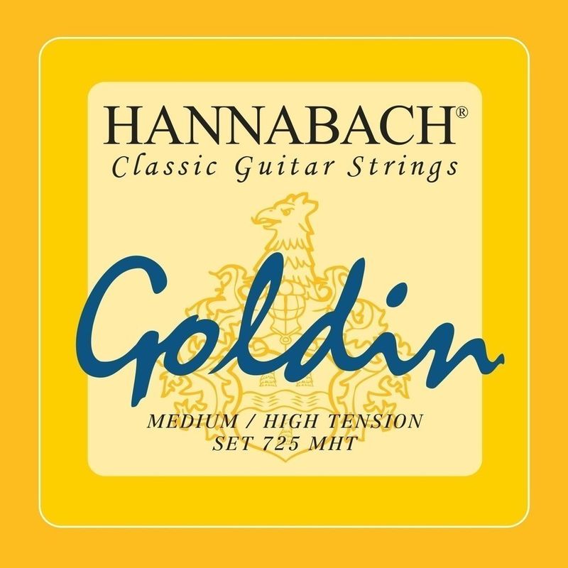 Hannabach Strings for classic guitar Series 725 Medium/High Tension Goldin 3pc treble set