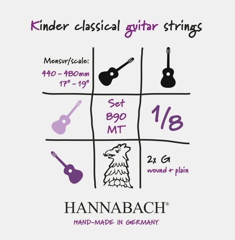 Hannabach Strings for classic guitar Serie 890 1/8 guitar for children Duel: 44-48 cm Set of 2 G-Strings