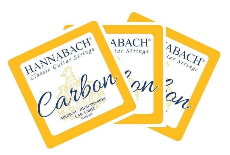 Hannabach Strings for classic guitar CARBON Medium/High tension Discant Set of 3 treble