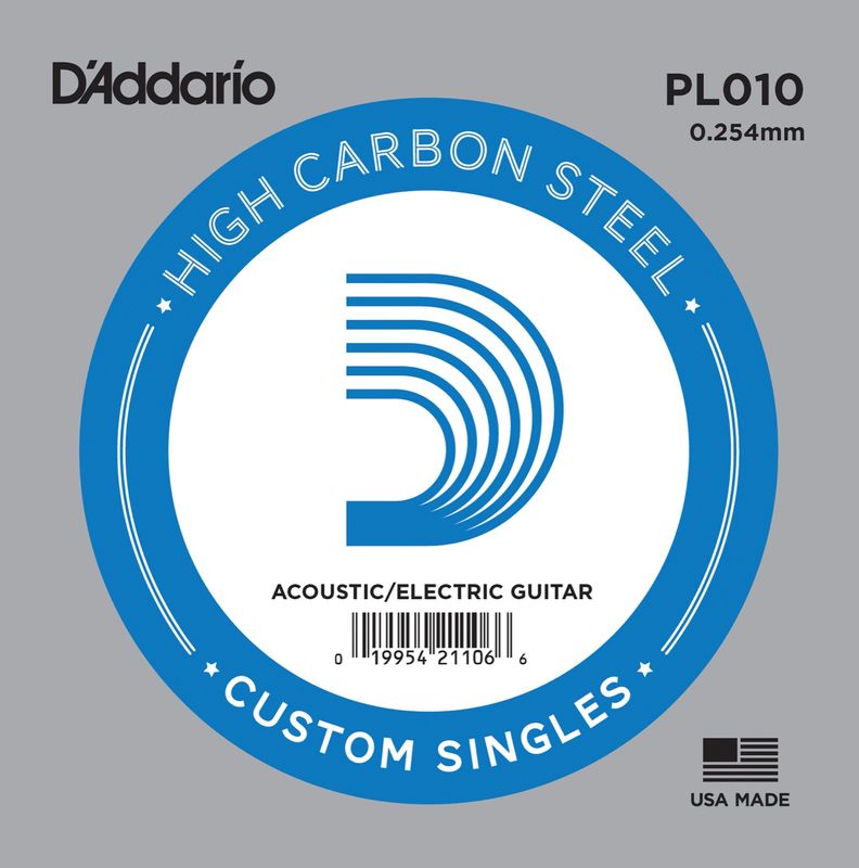 D'Addario PL010 Gitarsträng Electric/Acoustic Plain Steel 010
