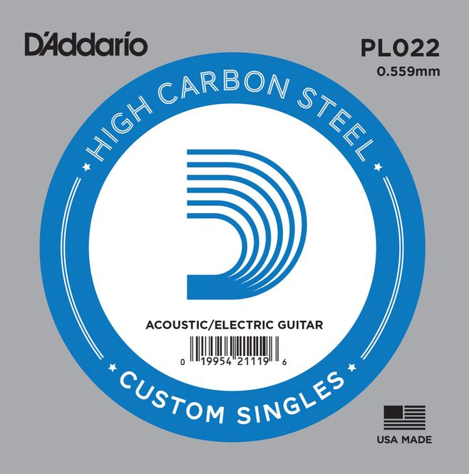 Hovedbilde D'Addario PL022 stålstreng Electric/Acoustic Plain Steel 022