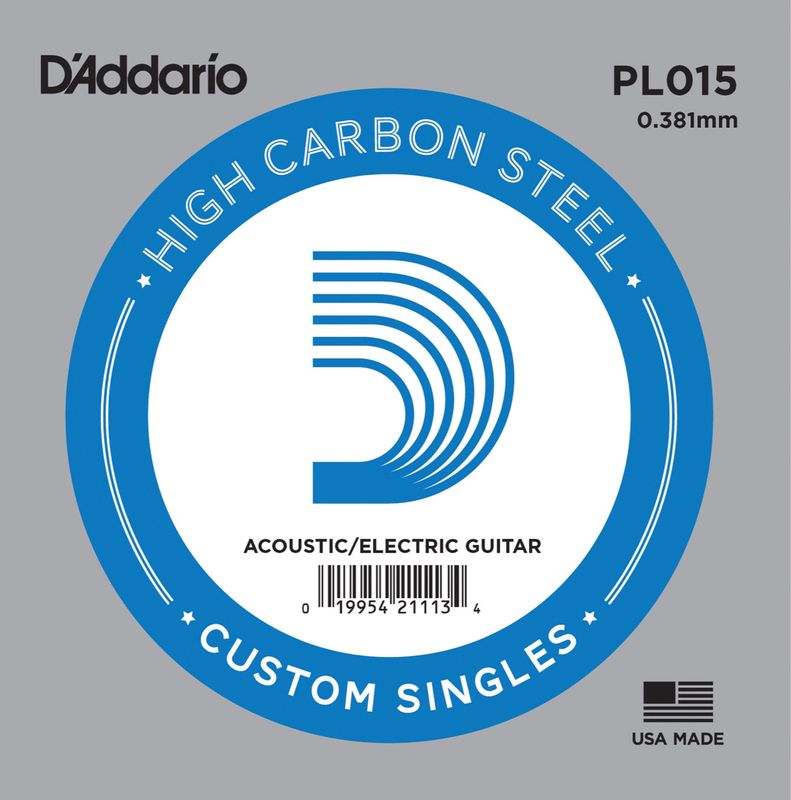 D'Addario PL015 Gitarsträng Electric/Acoustic Plain Steel 015