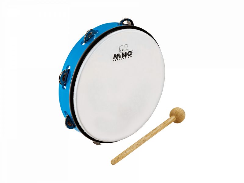 Nino NINO24SB Tamburin m. skinn ABS 10'', Sky Blue