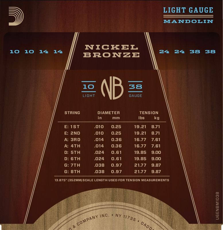 D'Addario NBM1038 Strängset Mandolin Nickel Bronze 010-038 Light