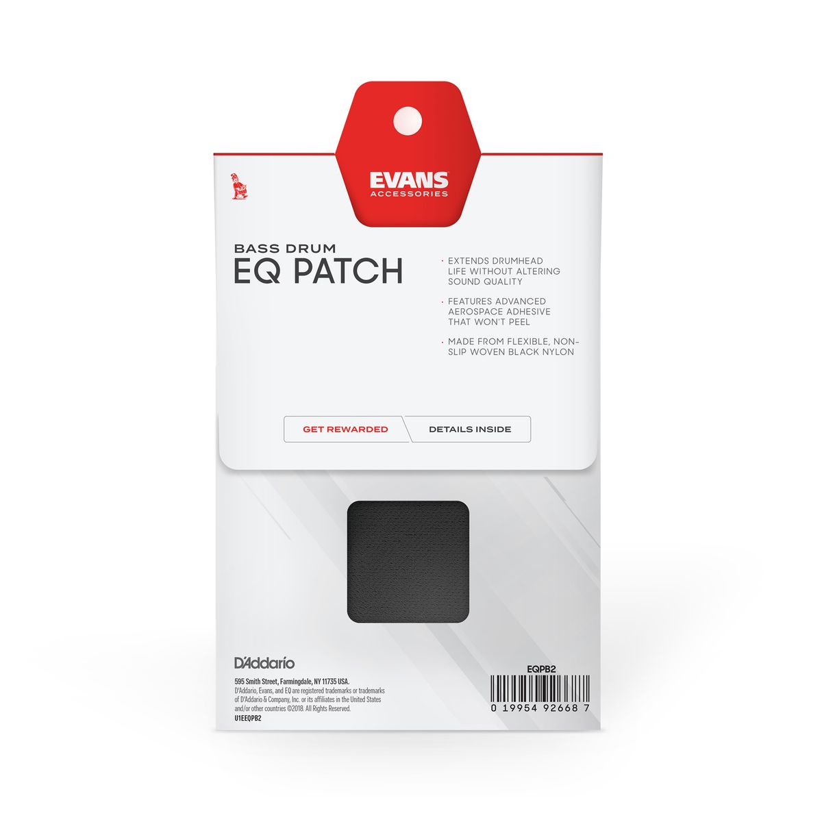Evans EQPB2 Double Bass Drum Patch, Black