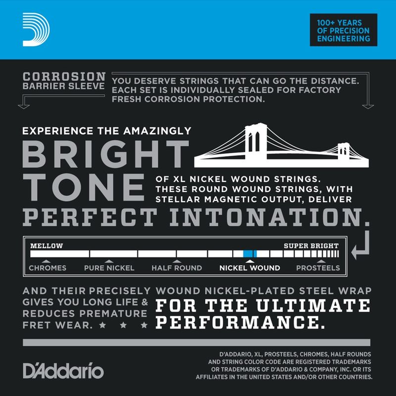 D'Addario EXL170-12 Strängset Elbas Nickel Wound 045 - 100 (12-str.) Light