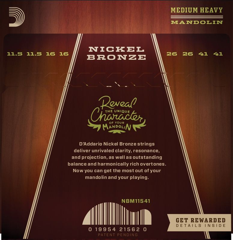 D'Addario NBM11541 Strängset Mandolin Nickel Bronze 0115-041 Medium/Heavy