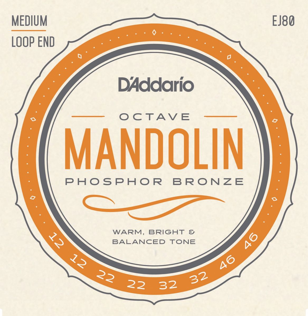 D'Addario EJ80 Strängset Oktavmandolin Phoisphor Bronze 012-046 Medium