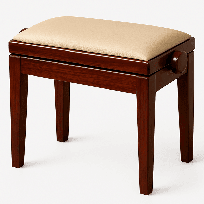 Hidrau BG1 Regulerbar Pianokrakk Mahogni 1 Blank med Beige sete i Ekte Skinn