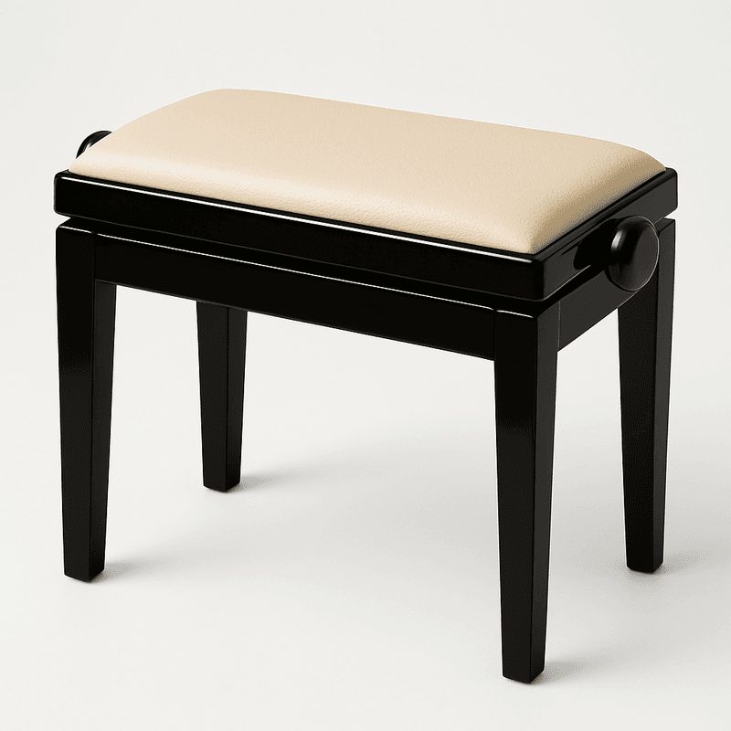 Hidrau BG1 Regulerbar Pianokrakk Svart Blank med Beige sete i Ekte Skinn
