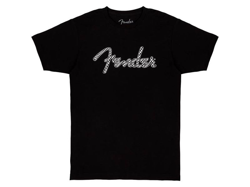 Fender spaghetti wavy checker logo t-shirt, black, XL
