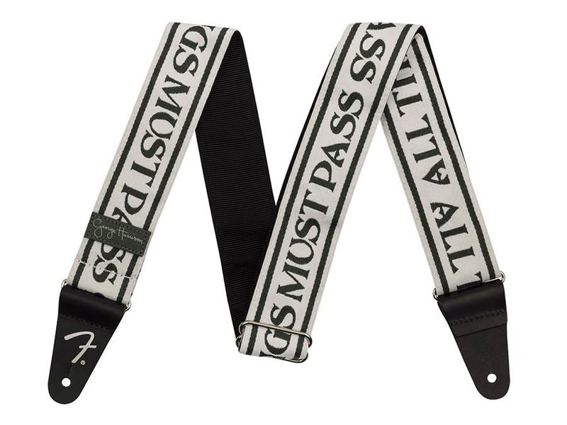 Fender George .H ATMP Logo guitar strap, white/black polyester