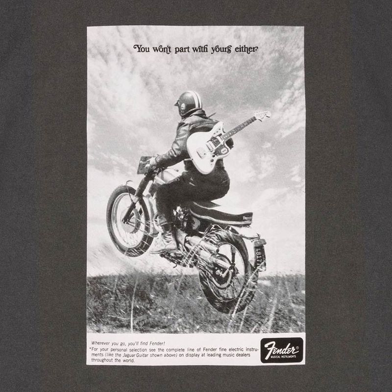Fender vintage ad biker tee, graphite, L