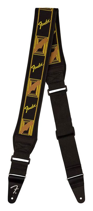Fender Swell neoprene guitar strap, black/yellow/brown mono, 2.5
