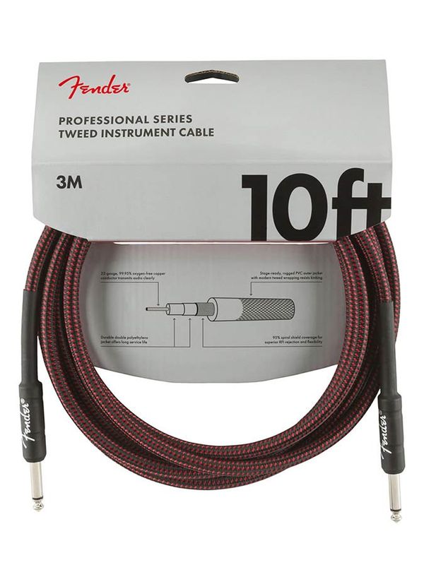 Fender Professional Tweed Inst.cable, 10ft, red tweed