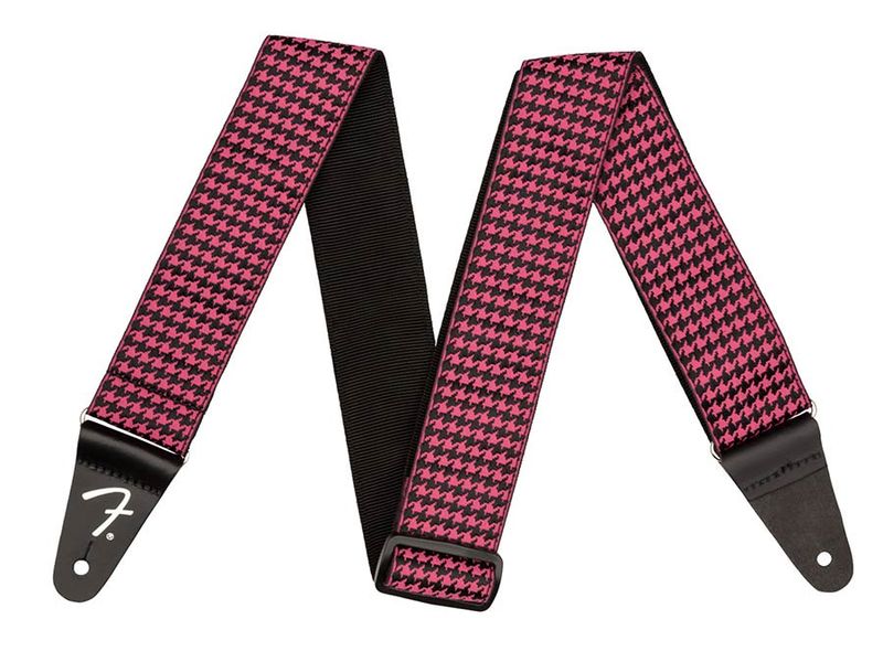 Fender  guitar strap, houndstooth, pink