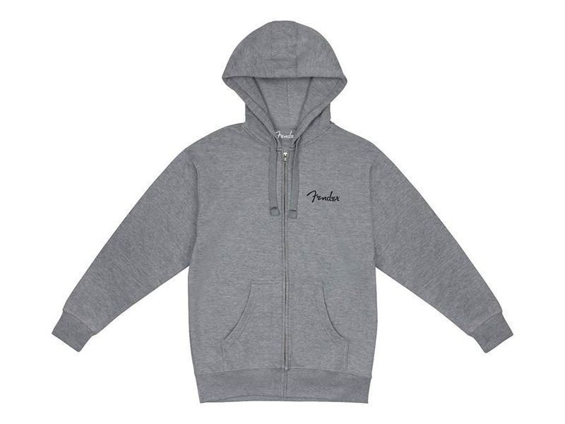 Fender Clothing small spaghetti logo zip front hoodie, athletic gray, S