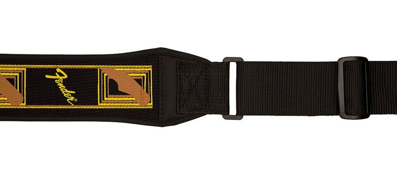 Fender Swell neoprene guitar strap, black/yellow/brown mono, 2.5