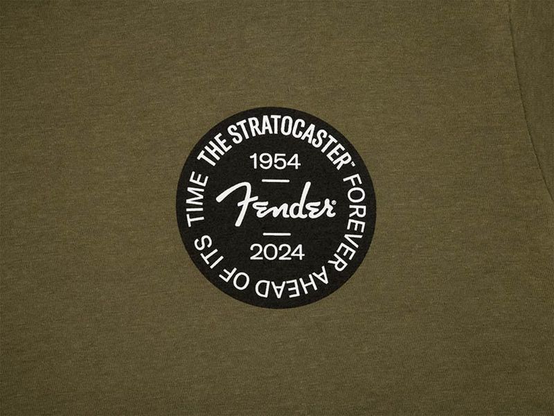 Fender Stratocaster 70th Anniversary badge tee, olive, XL