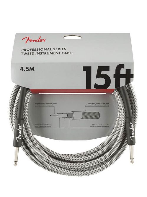 Hovedbilde Fender Professional Tweed Inst.cable, 15ft, white tweed
