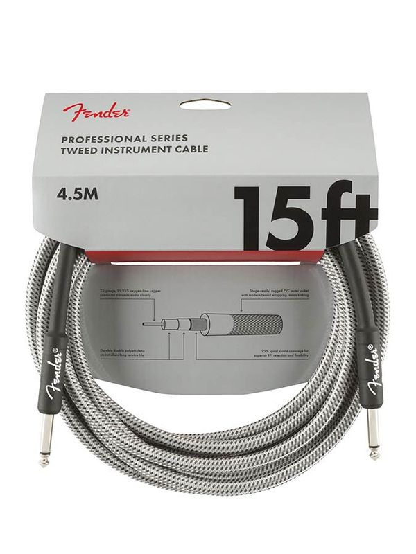 Fender Professional Tweed Inst.cable, 15ft, white tweed