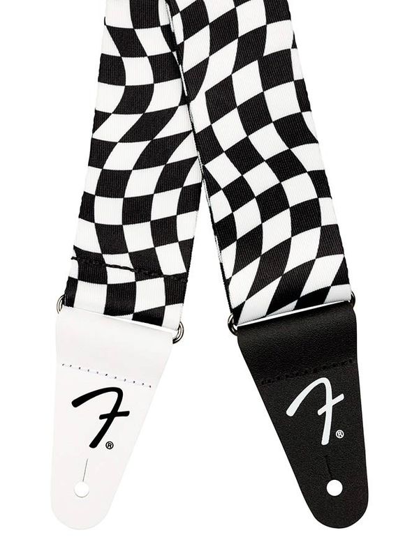 Fender wavy checkerboard polyester strap, black/white