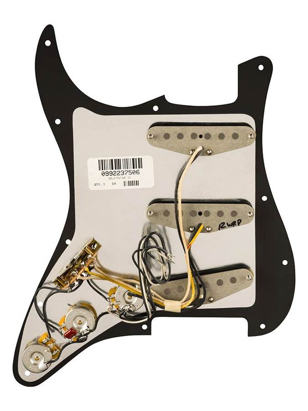 Fender Pre-wired Strat Pickguard Pure Vintage '65 SSS w/RWRP midde, 11 screw holes, black