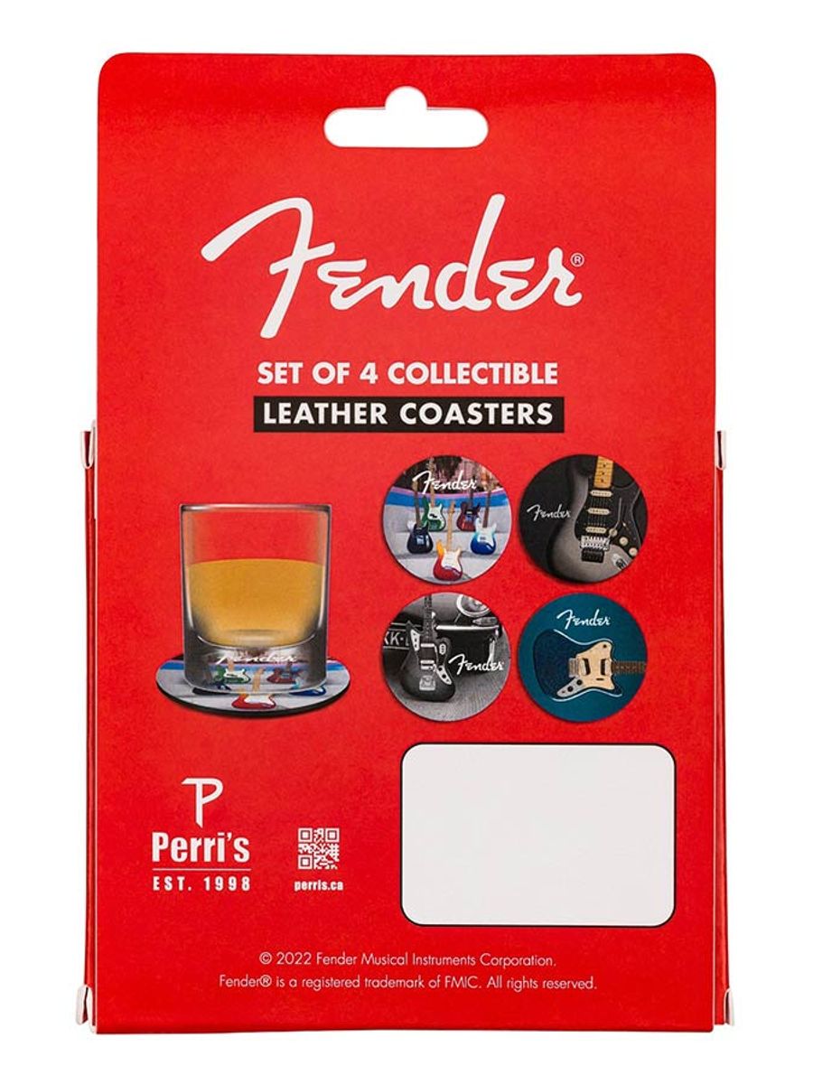 Fender  guitar coasters, multi-colour leather, 4 pcs.