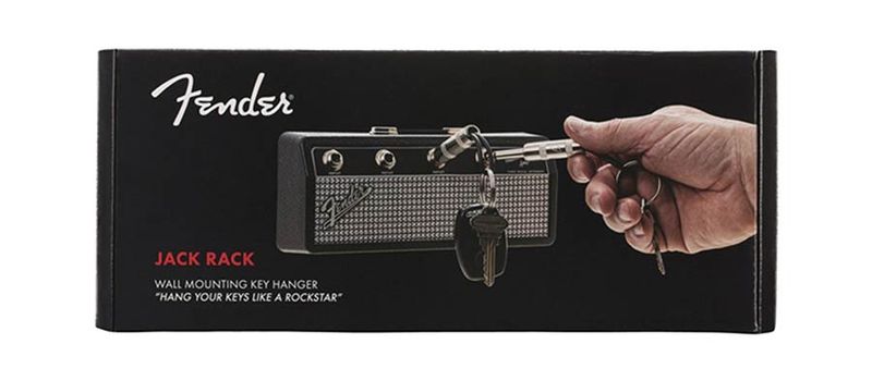 Fender  jack rack, including 4 Fender guitar plug keychains