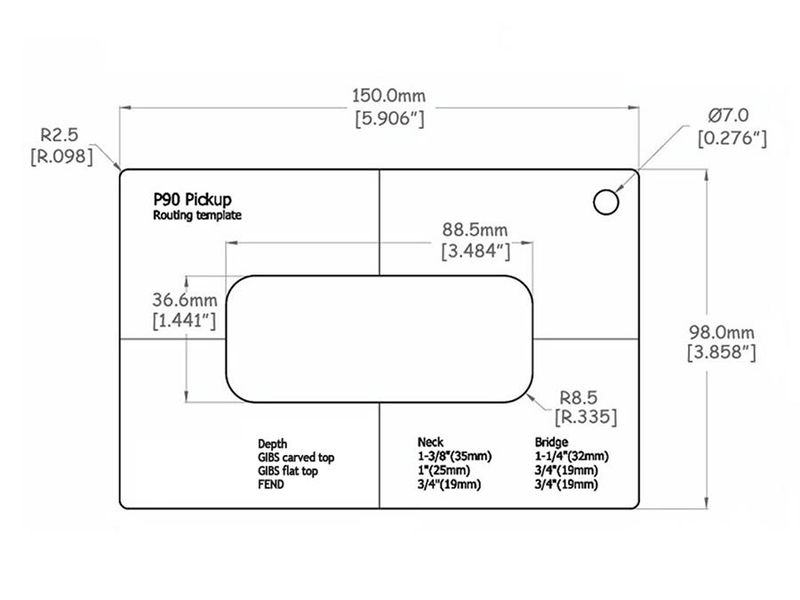 Boston ART-P90 pickup routing template P90