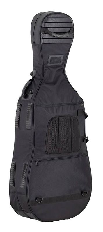 Boston deluxe cello bag 4/4, black 1680D nylon, 25mm polyethylene foam padding with luxe velour interior