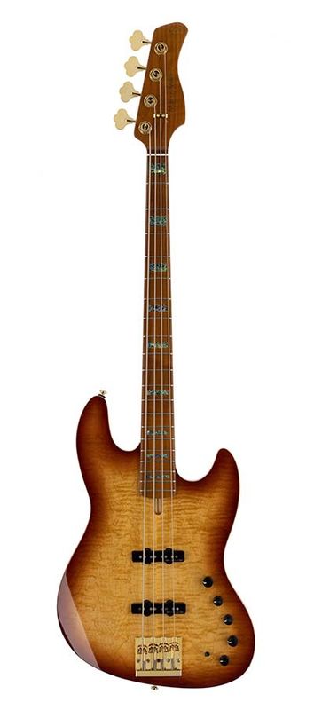 Sire V10 Series Marcus Miller swamp ash + flamed maple 4-string active bass guitar tobacco sunburst, with hard case