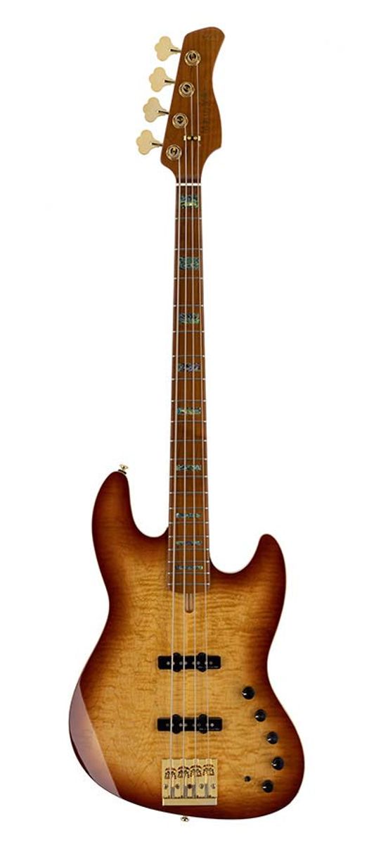 Sire V10 Series Marcus Miller swamp ash + flamed maple 4-string active bass guitar tobacco sunburst, with hard case