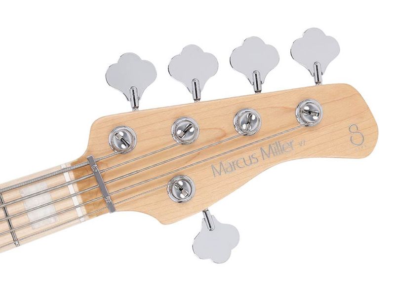 Sire V7 Series Marcus Miller swamp ash reissue 5-string active bass guitar, transparent black satin